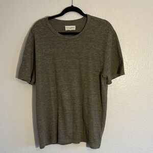 Officine Generale Men's Gray Striped Short Sleeve Tee L